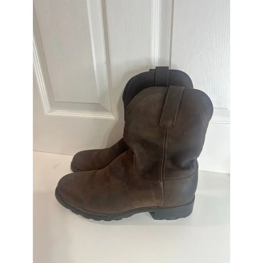 Tecovas Stockton Roper Ranch Boots Sz 10.5D Dark Brown Vibram Hard Toe Work Mens